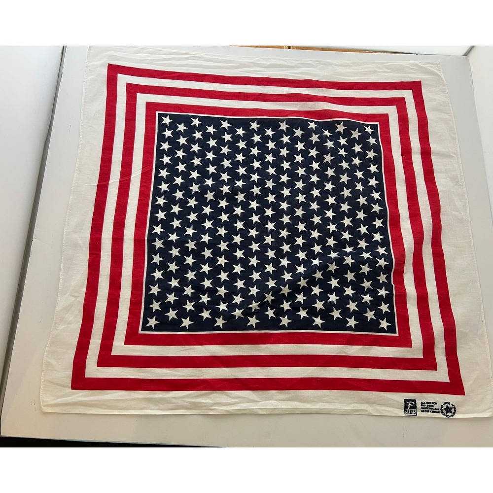 Vintage Paris Accessories USA Cotton Bandana American Flag Stars Stripes